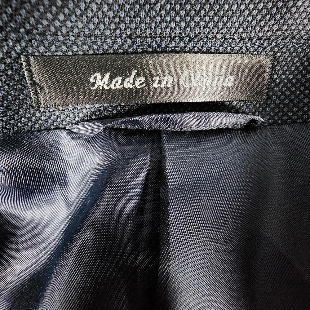 Lauren Ralph Lauren Mens‎ Textured Blue  Wool Blazer Sport Coat 48R EUC